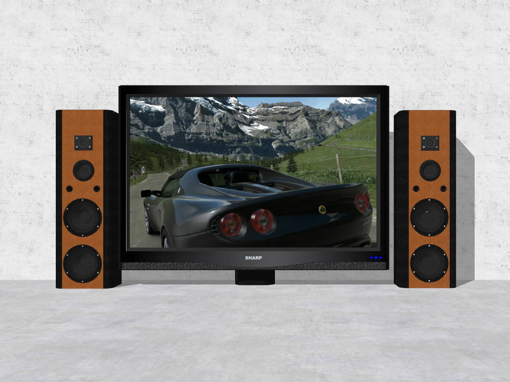 Home Theater TV and Speakers sketchup model preview - SketchupBox