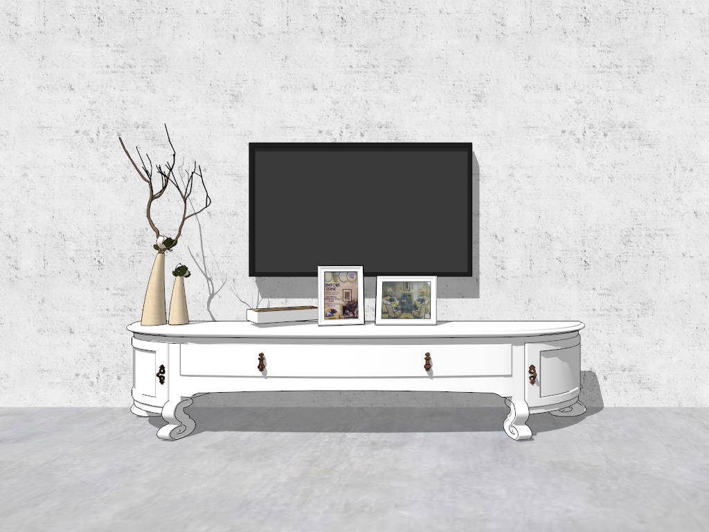 White TV Unit for Living Room sketchup model preview - SketchupBox