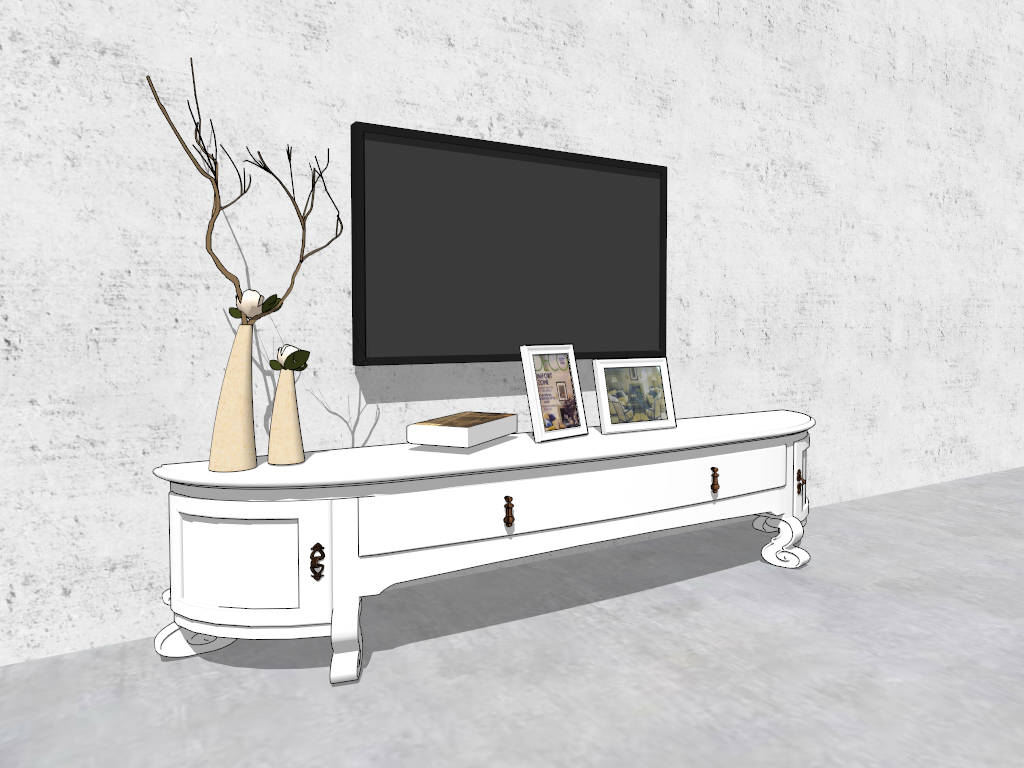White TV Unit for Living Room sketchup model preview - SketchupBox