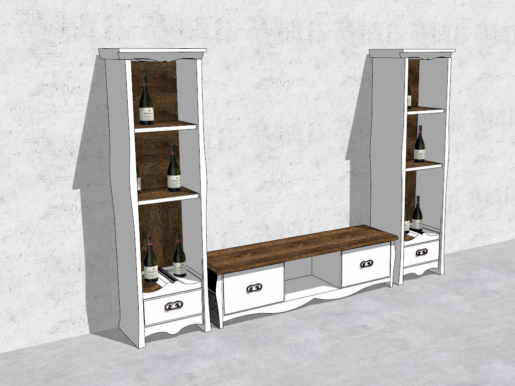 TV Stand and Wine Rack sketchup model preview - SketchupBox