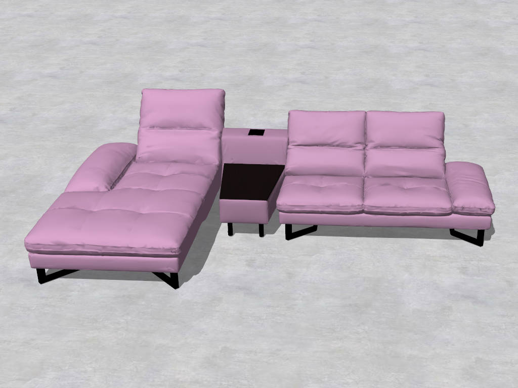 Purple Sectional Sofa with Recliner sketchup model preview - SketchupBox