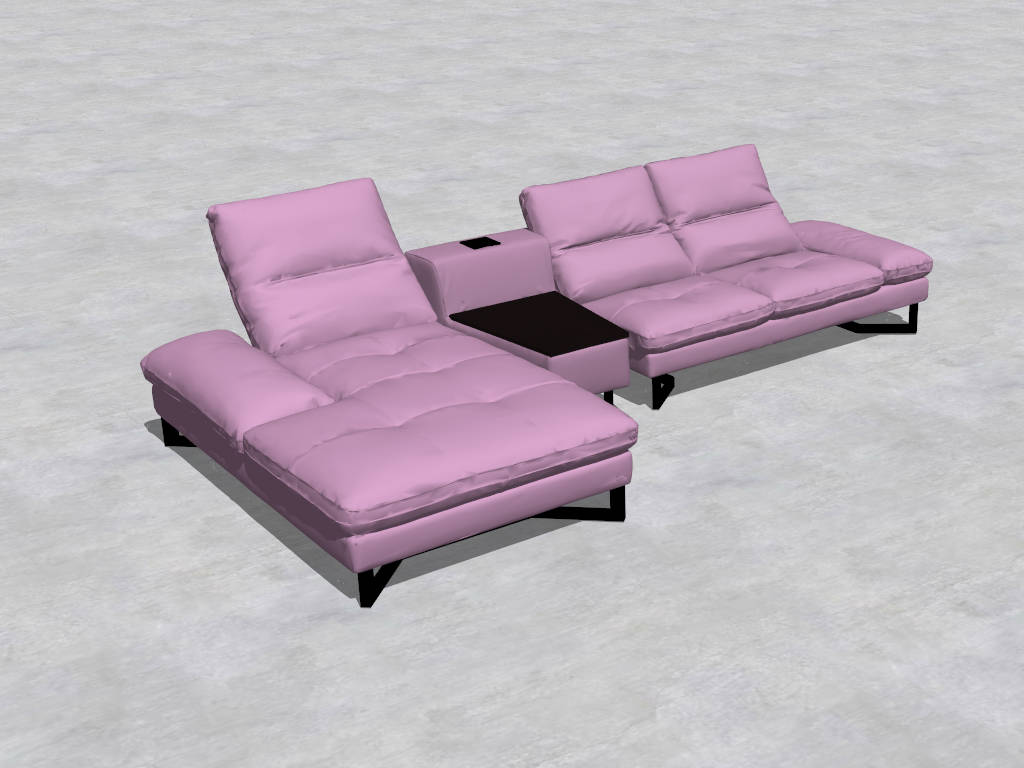 Purple Sectional Sofa with Recliner sketchup model preview - SketchupBox