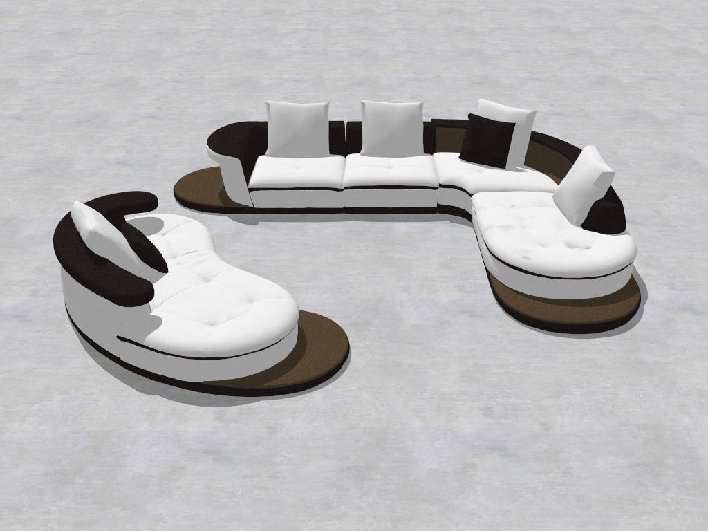 Modern Curved Leather Sectional Sofa sketchup model preview - SketchupBox