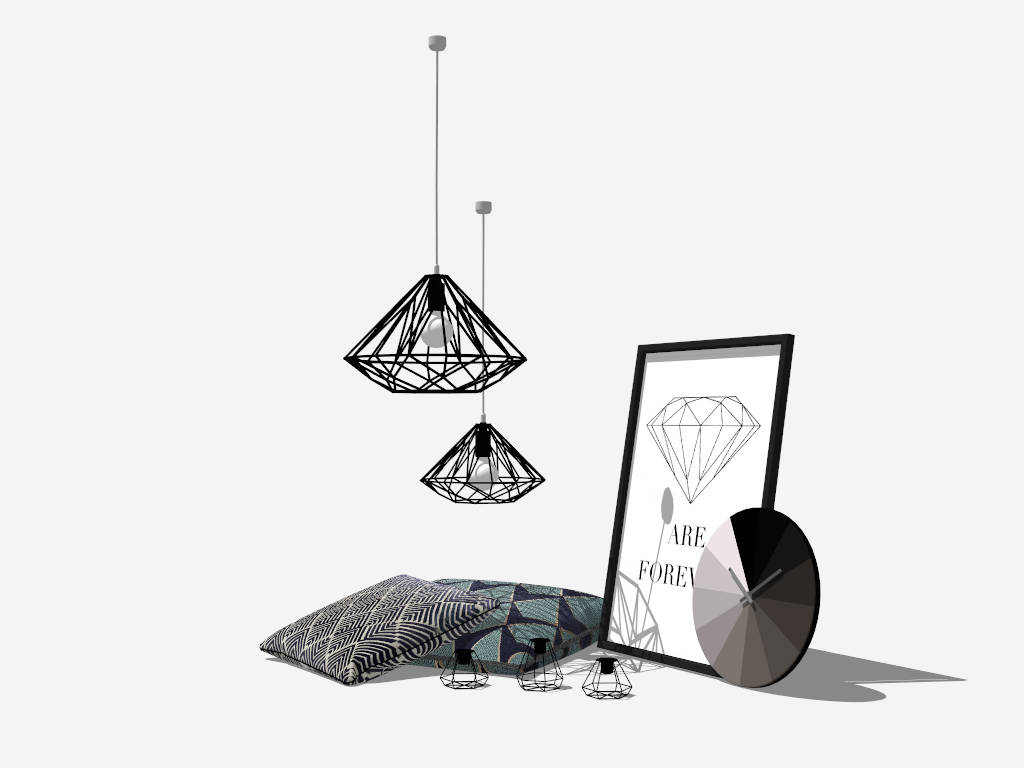 Diamond Cage Pendant Lights sketchup model preview - SketchupBox