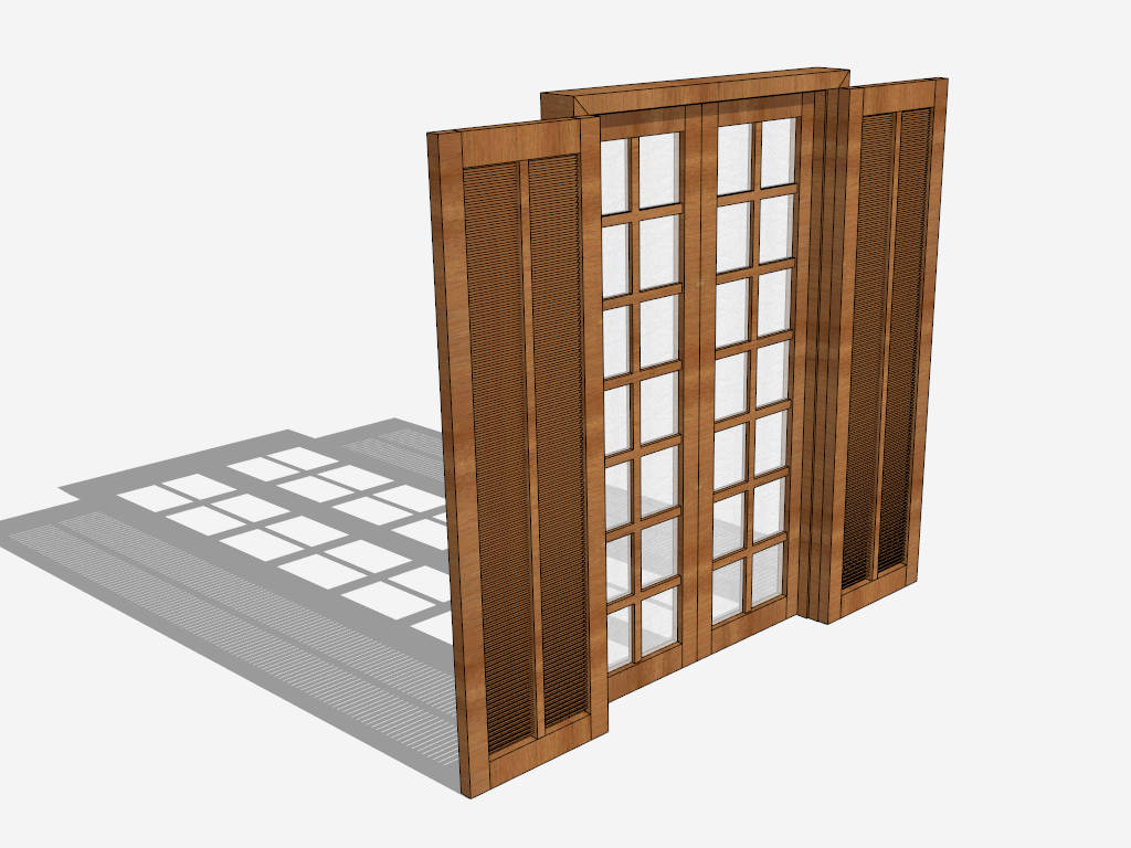 French Door with Blinds sketchup model preview - SketchupBox