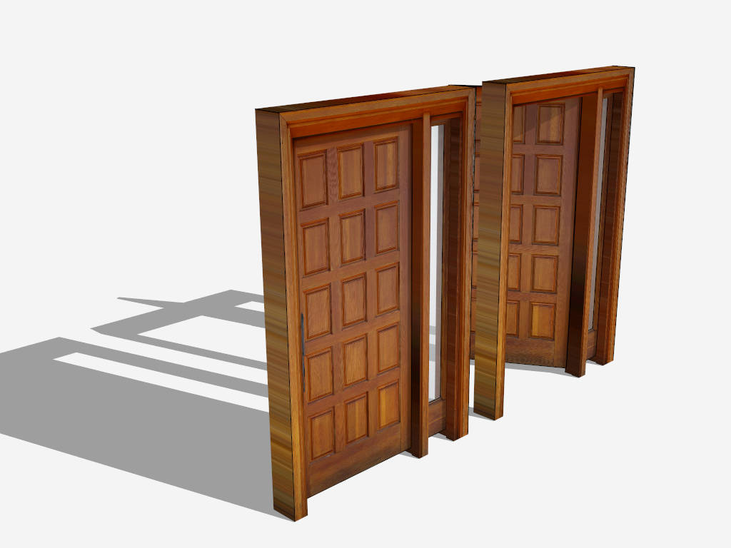 Wooden Entry Door with Sidelight sketchup model preview - SketchupBox