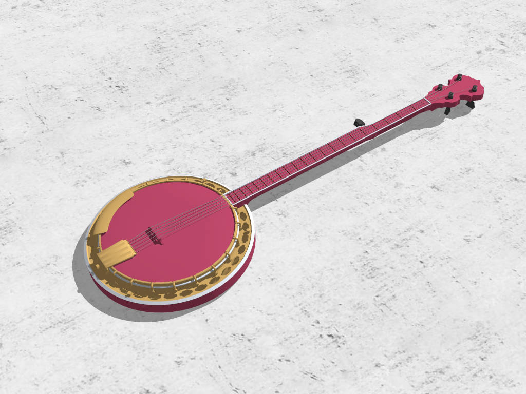 Pink Banjo Instrument sketchup model preview - SketchupBox