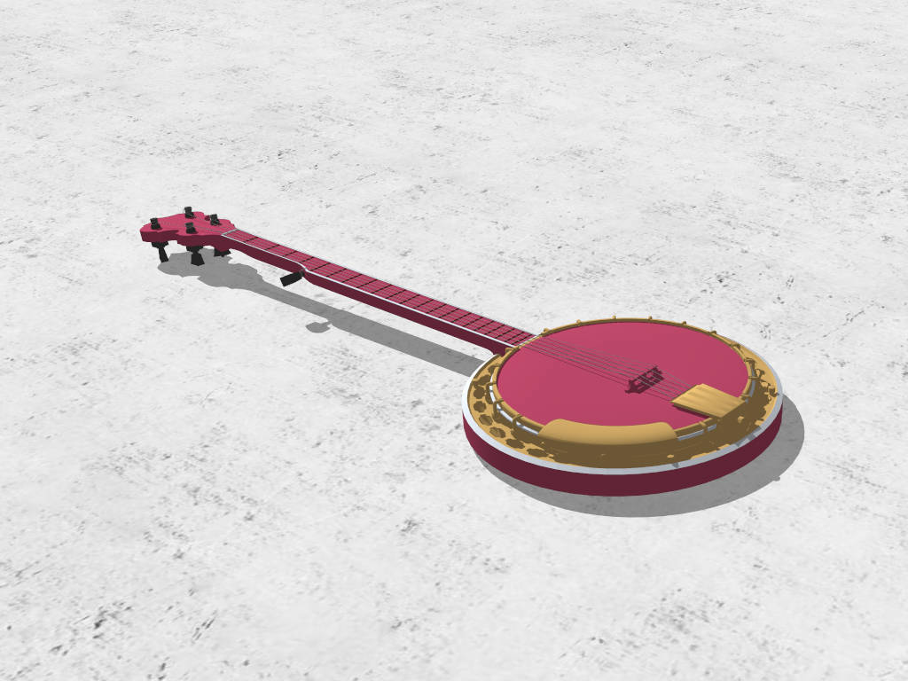 Pink Banjo Instrument sketchup model preview - SketchupBox