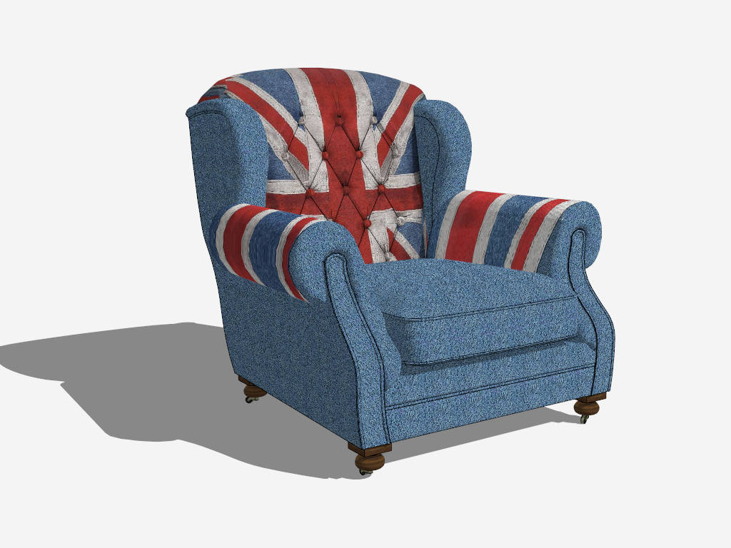 England Flag Armchair sketchup model preview - SketchupBox