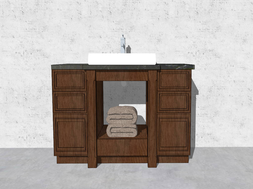 Rustic Bathroom Vanity with Vessel Sink sketchup model preview - SketchupBox