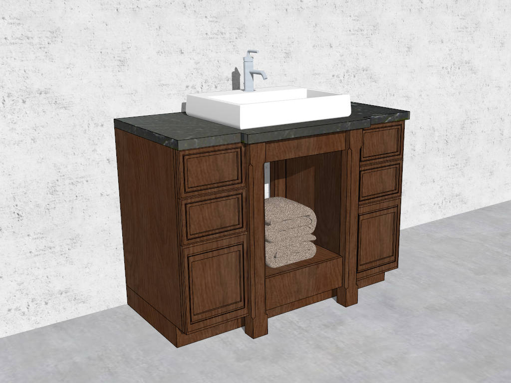 Rustic Bathroom Vanity with Vessel Sink sketchup model preview - SketchupBox