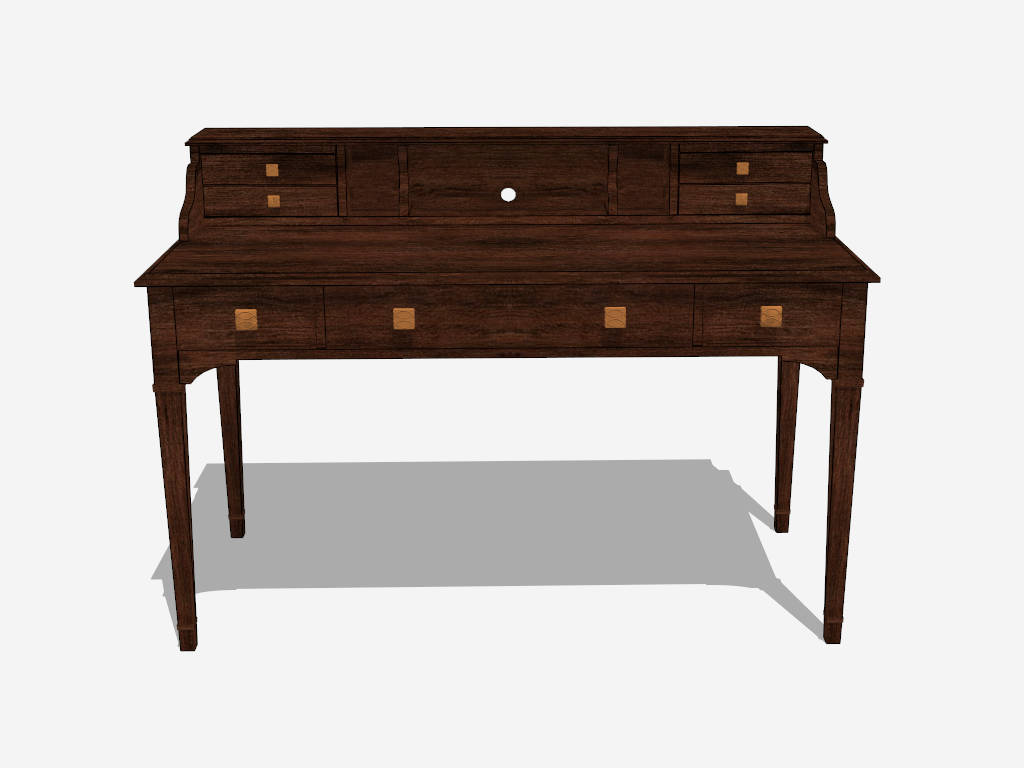 Vintage Writing Desk with Hutch sketchup model preview - SketchupBox