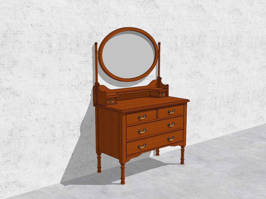 Antique Dressing Table with Drawers sketchup model preview - SketchupBox