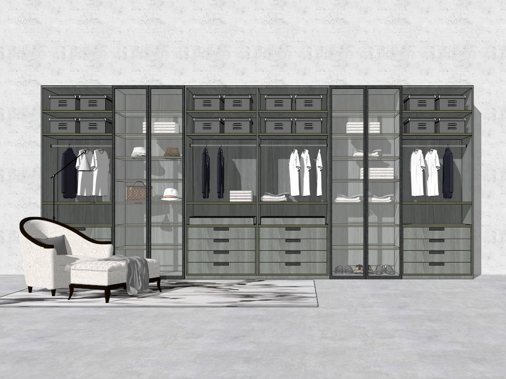 Open Closet Wardrobe Design sketchup model preview - SketchupBox