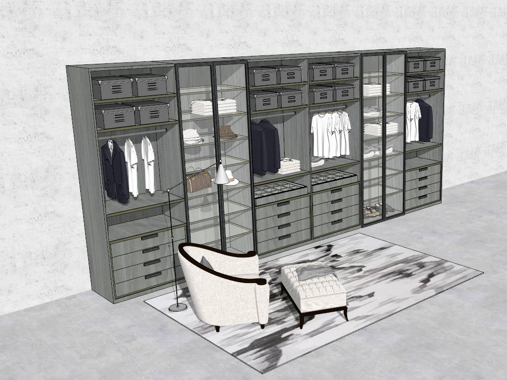 Open Closet Wardrobe Design sketchup model preview - SketchupBox