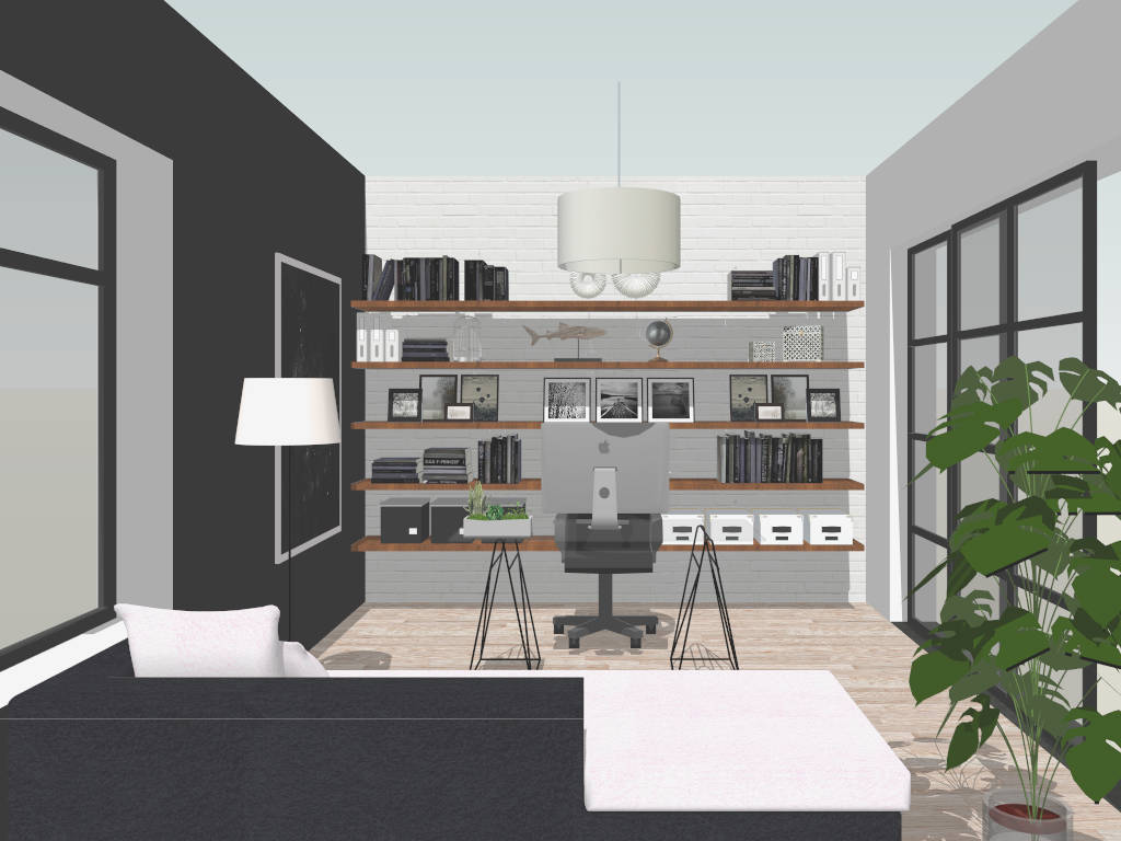 Minimalist Home Office Design Idea sketchup model preview - SketchupBox