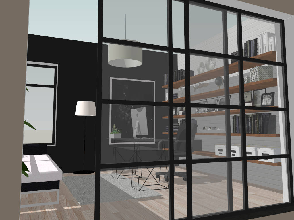Minimalist Home Office Design Idea sketchup model preview - SketchupBox