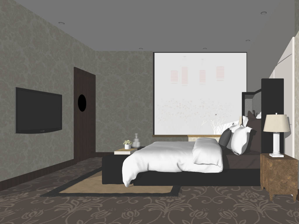 Economy Hotel Room Design sketchup model preview - SketchupBox