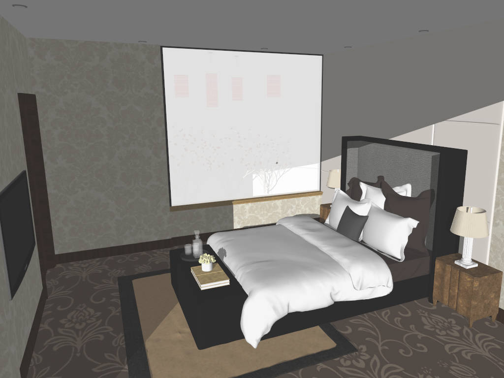 Economy Hotel Room Design sketchup model preview - SketchupBox
