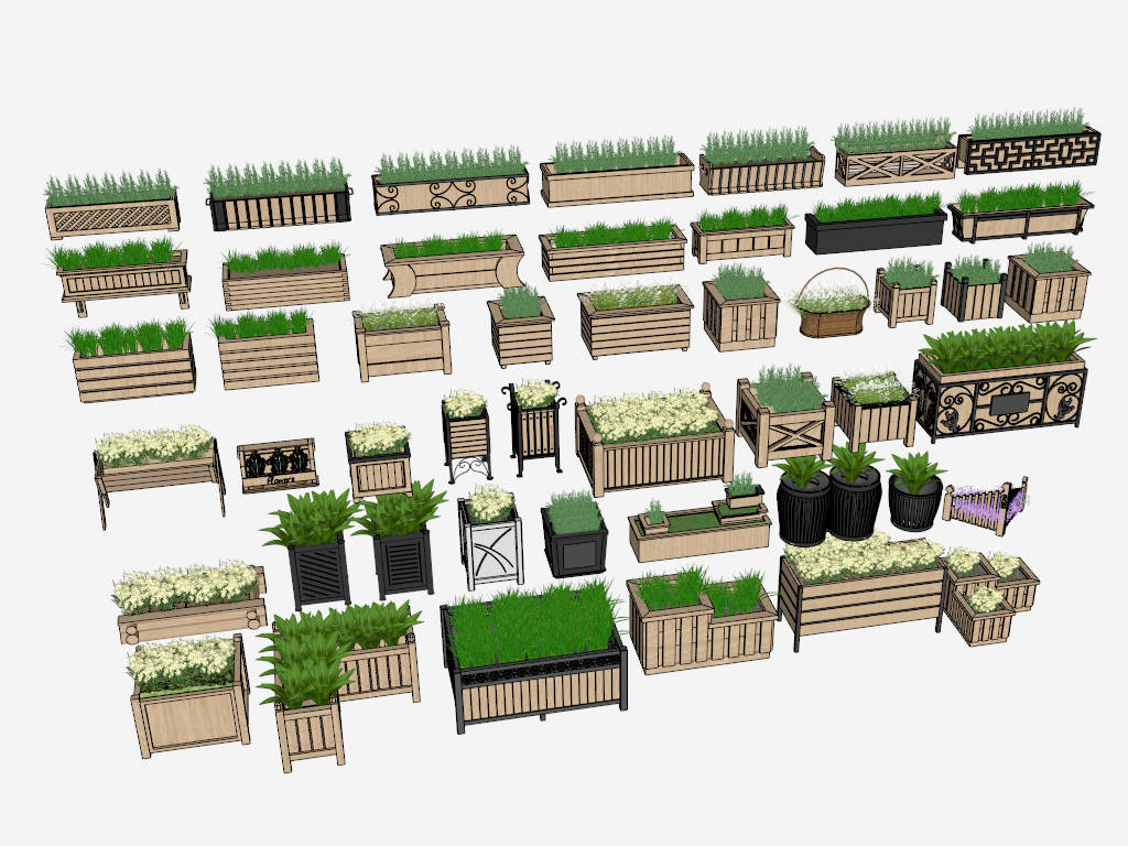 Garden Planter Boxes Collection sketchup model preview - SketchupBox