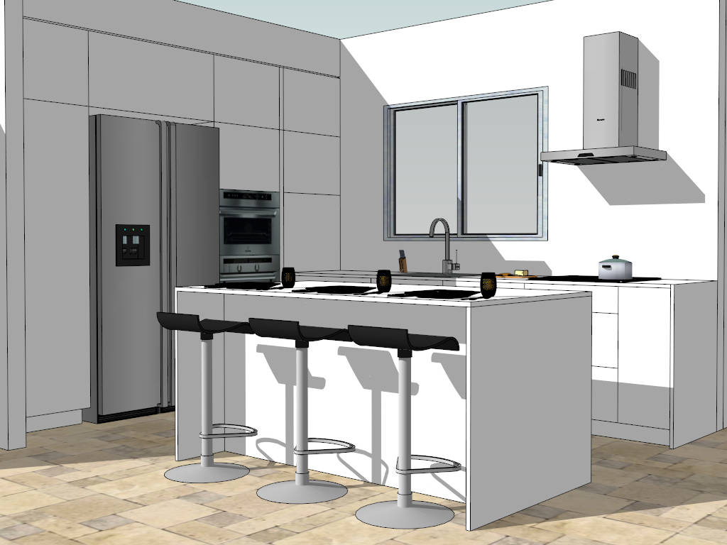 Small Kitchen with Island Idea sketchup model preview - SketchupBox