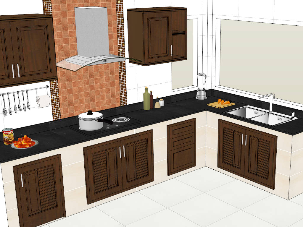 Small Kitchen L-Shape Design sketchup model preview - SketchupBox