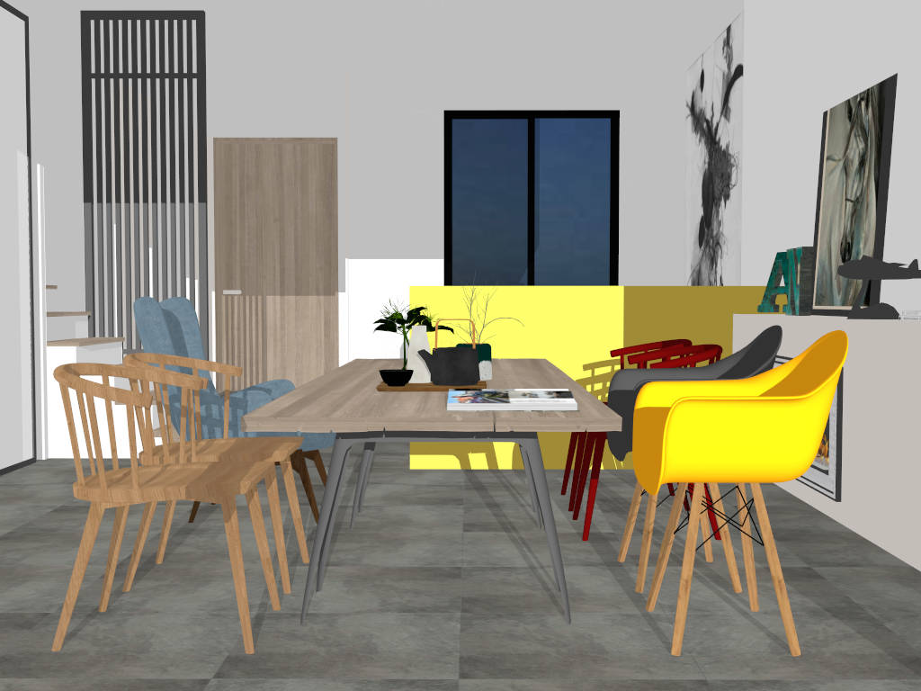 Loft Apartment Dining Room Design sketchup model preview - SketchupBox