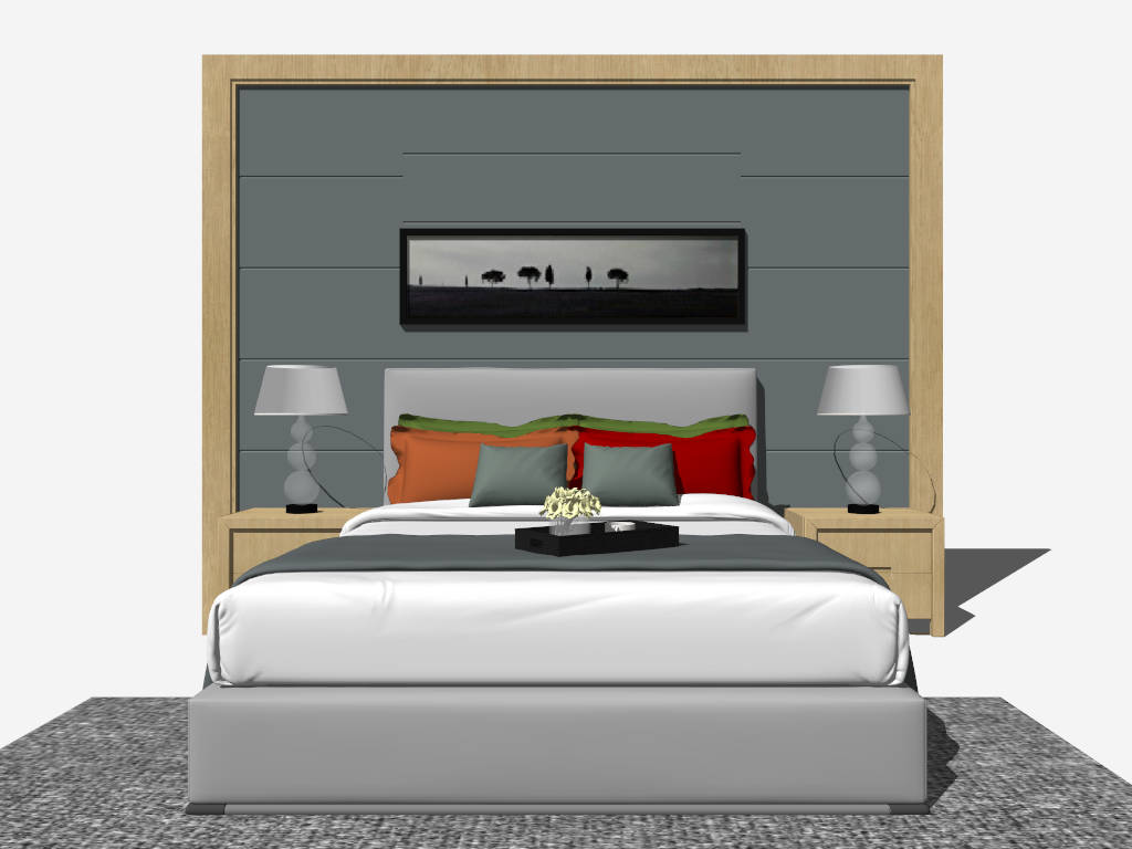 Master Bed and Accent Wall Design sketchup model preview - SketchupBox