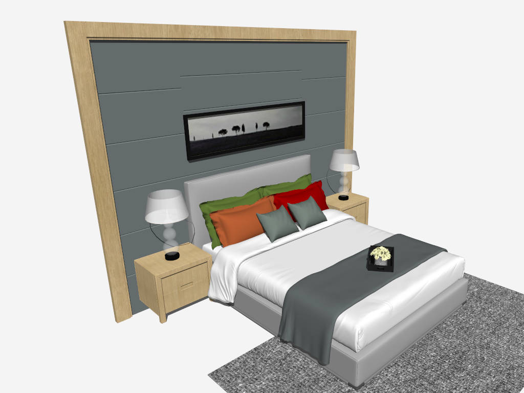 Master Bed and Accent Wall Design sketchup model preview - SketchupBox