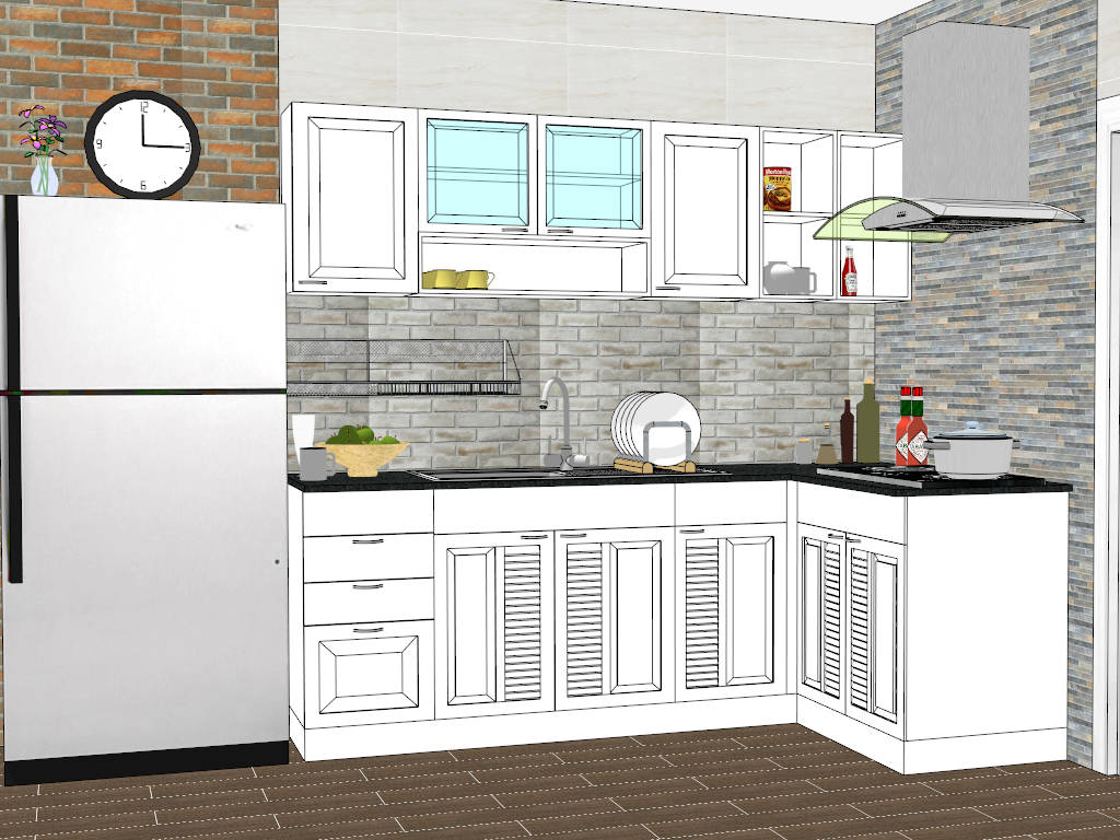 Small Apartment Kitchen Design Idea sketchup model preview - SketchupBox