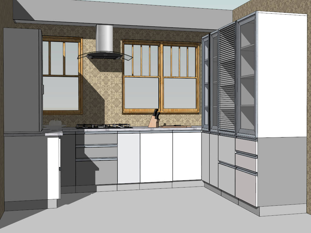Compact U-shaped Kitchen Idea sketchup model preview - SketchupBox