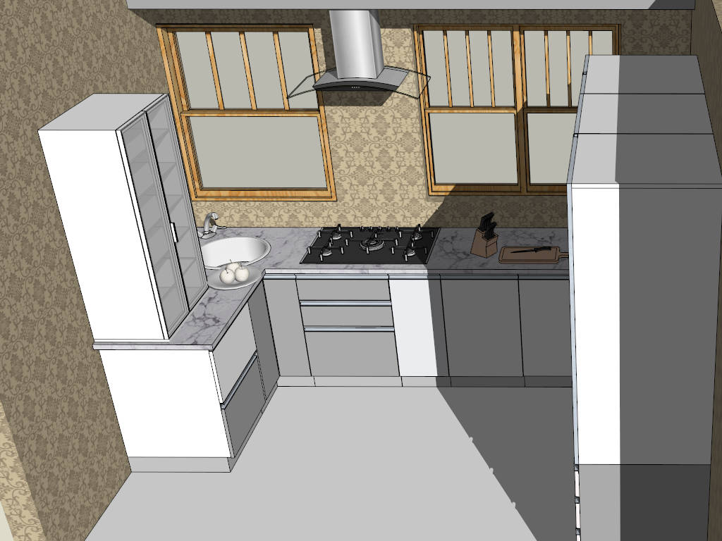 Compact U-shaped Kitchen Idea sketchup model preview - SketchupBox