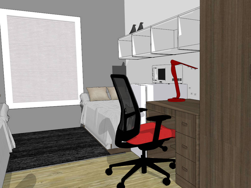 2 Bed Dorm Room Design sketchup model preview - SketchupBox