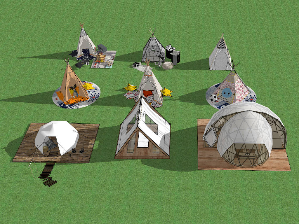 Campsite Tent Collection sketchup model preview - SketchupBox