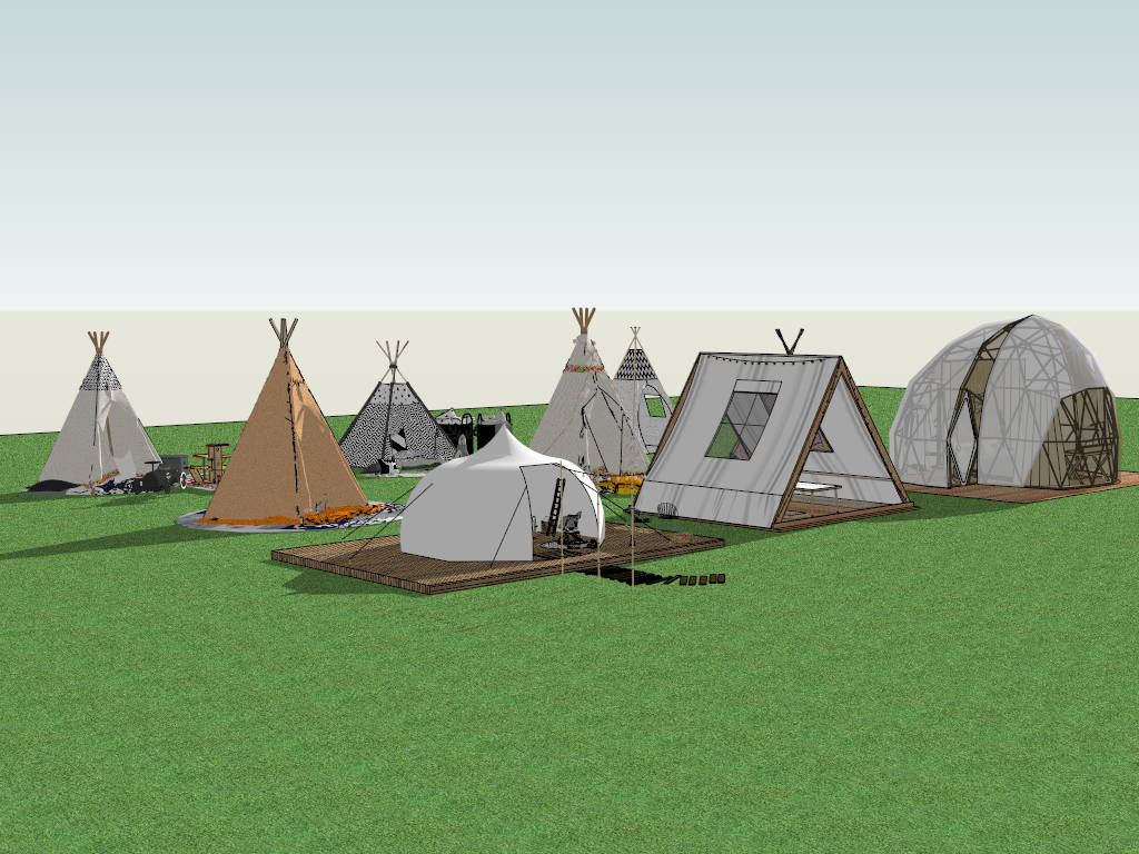 Campsite Tent Collection sketchup model preview - SketchupBox