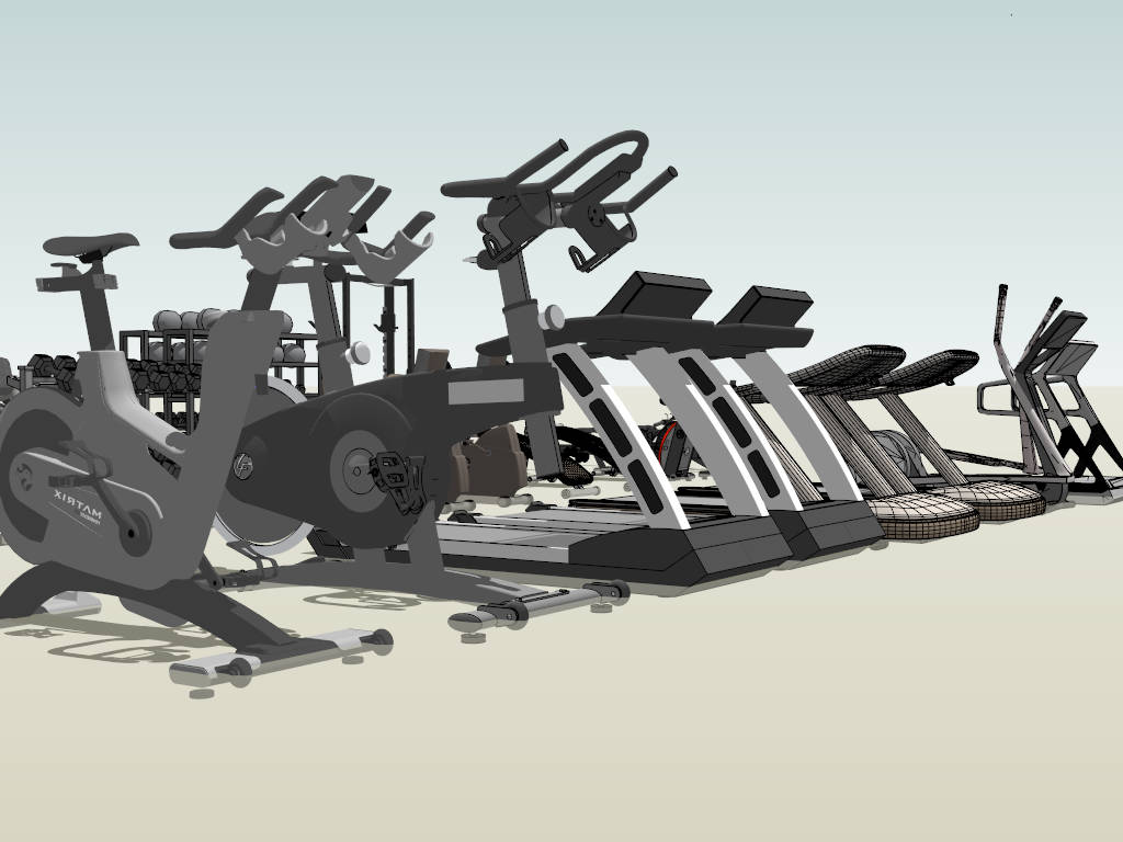 Indoor Exercise Gym Equipment sketchup model preview - SketchupBox