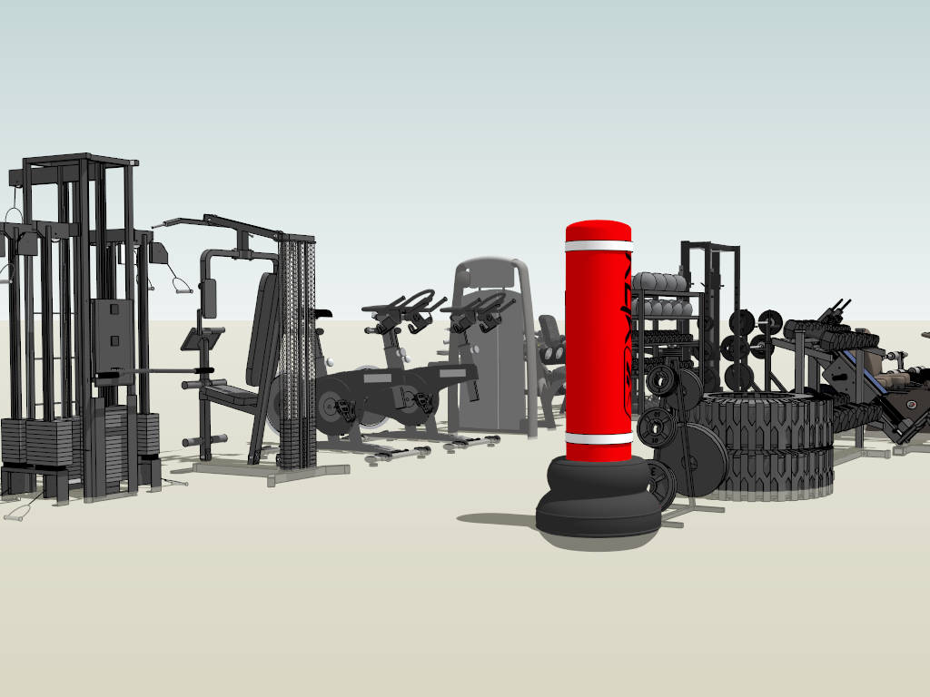Indoor Exercise Gym Equipment sketchup model preview - SketchupBox