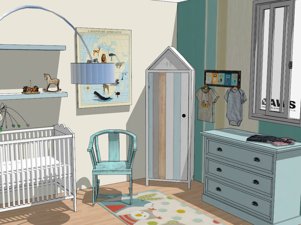 Baby Boy Nursery Decor Ideas sketchup model preview - SketchupBox