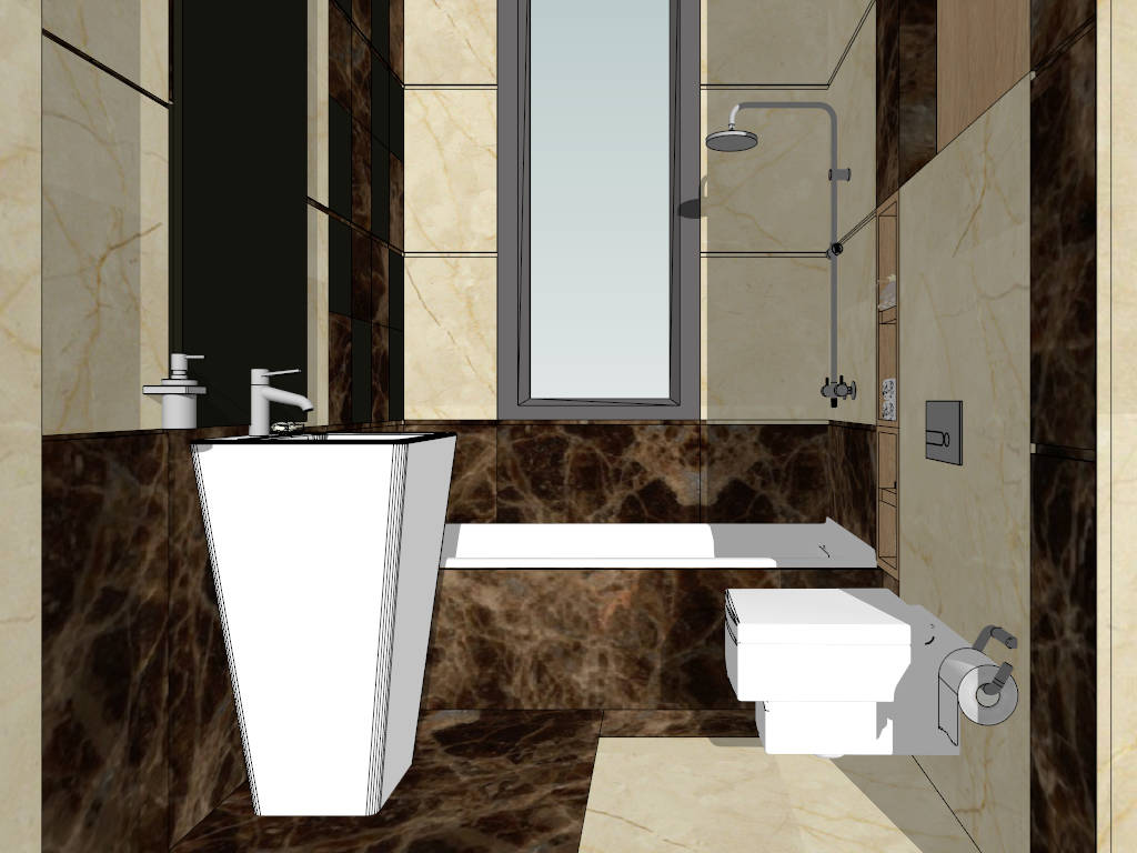 Small Bathroom with Tub Ideas sketchup model preview - SketchupBox