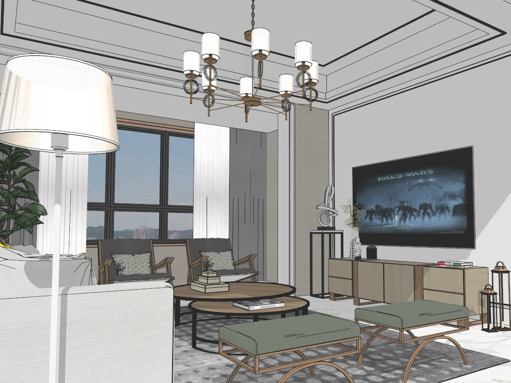 Elegant Living Room Decorating Ideas sketchup model preview - SketchupBox