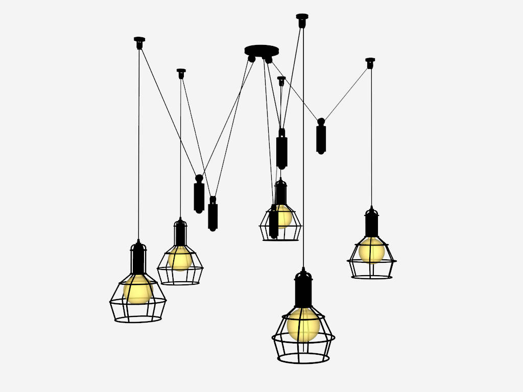 Industrial Pulley Pendant Lights sketchup model preview - SketchupBox