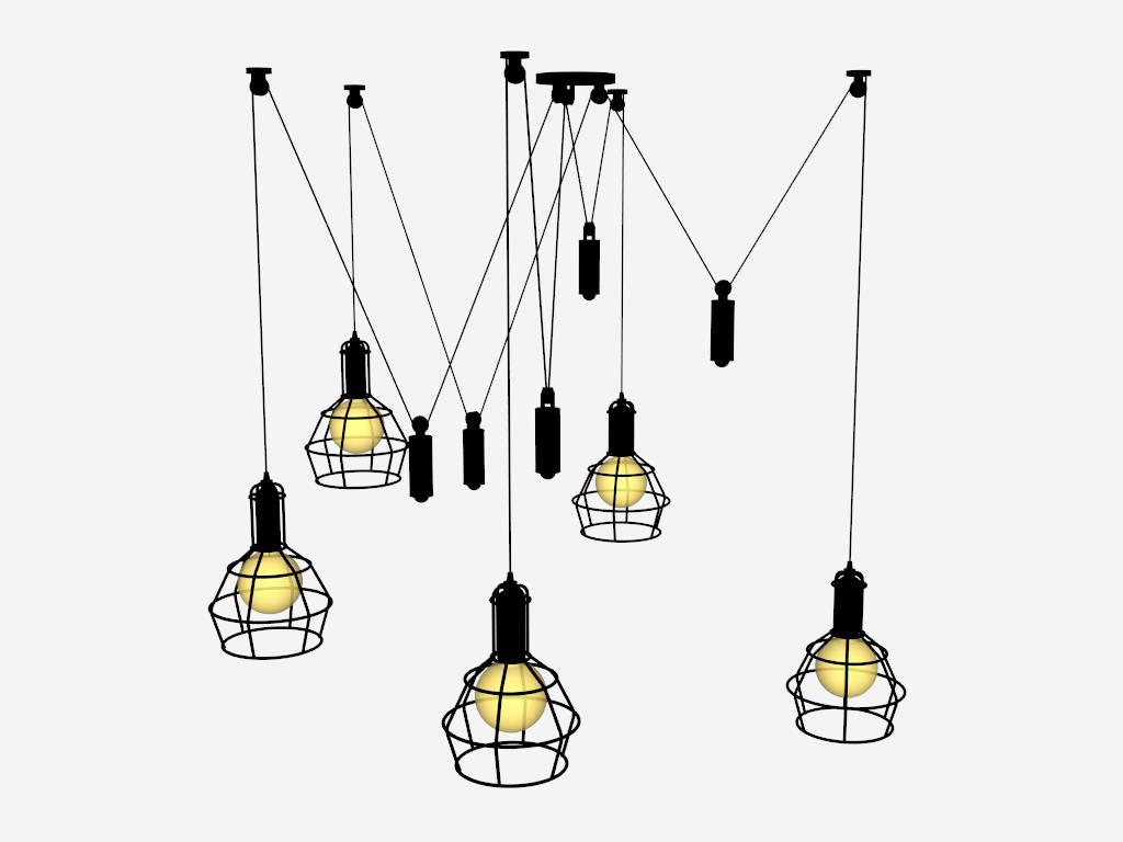 Industrial Pulley Pendant Lights sketchup model preview - SketchupBox