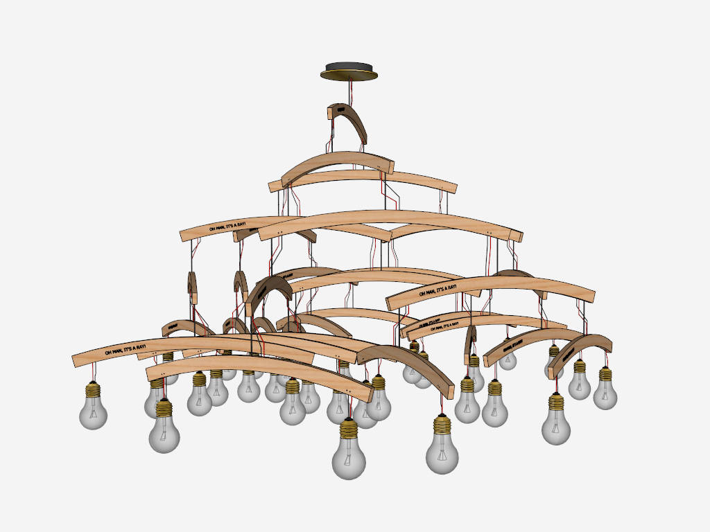 Wood Chandelier Lighting sketchup model preview - SketchupBox