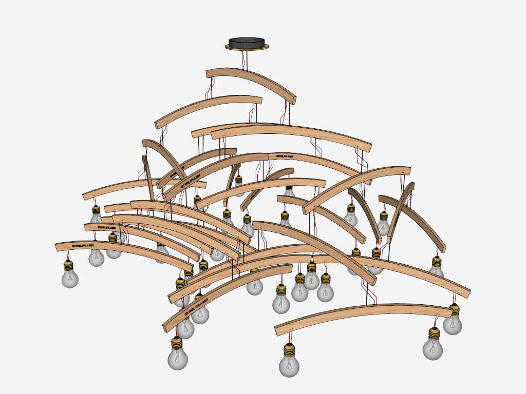 Wood Chandelier Lighting sketchup model preview - SketchupBox