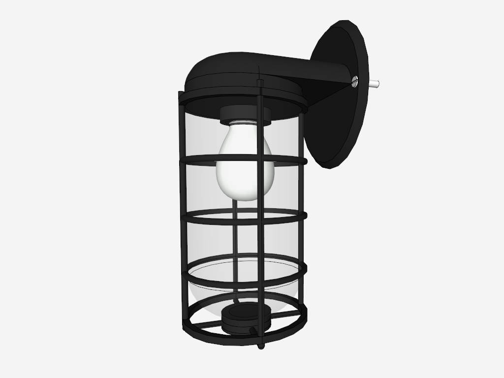 Outdoor Industrial Style Caged Wall Light sketchup model preview - SketchupBox