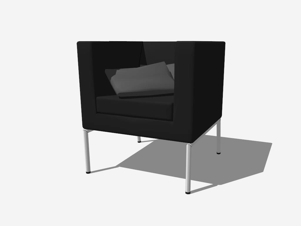 Black Leather Cube Chair sketchup model preview - SketchupBox