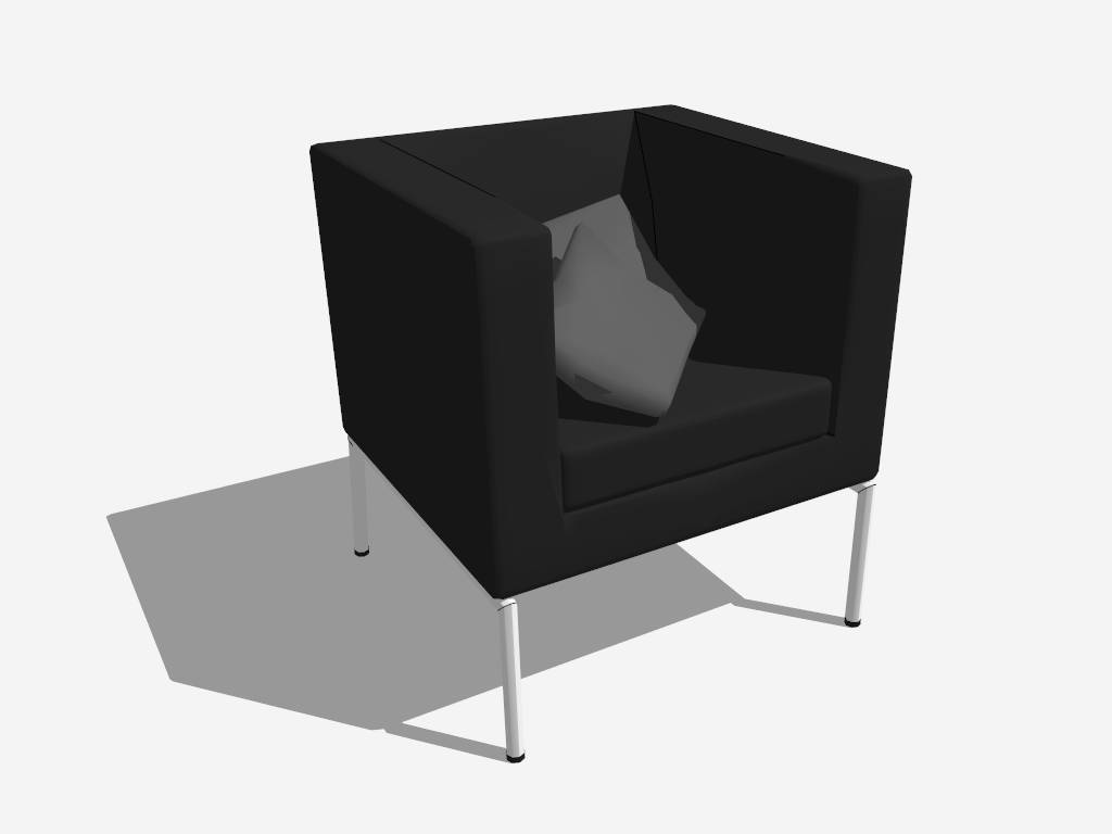 Black Leather Cube Chair sketchup model preview - SketchupBox