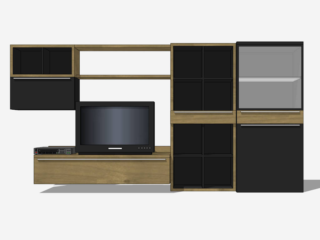 TV Wall Unit with Storage sketchup model preview - SketchupBox