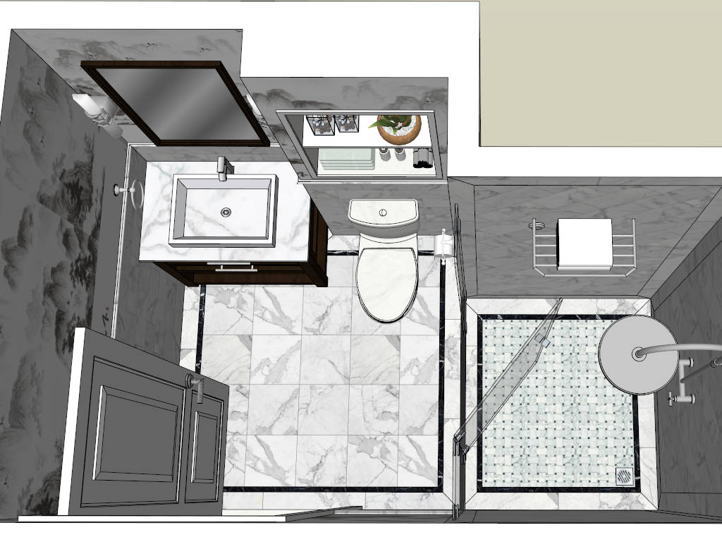 Classic White Bathroom Idea sketchup model preview - SketchupBox