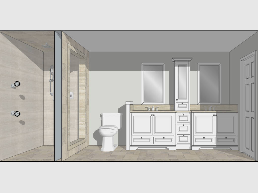 Rectangular Bathroom with Shower Layout Idea sketchup model preview - SketchupBox